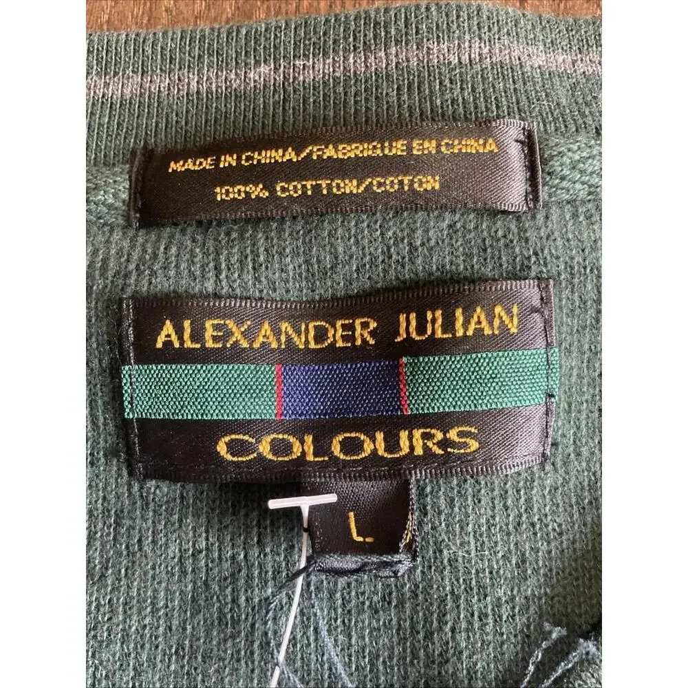 NWT Alexander Julian Colours Green Sweatshirt Size L 100% Cotton - Picture 3 of 4